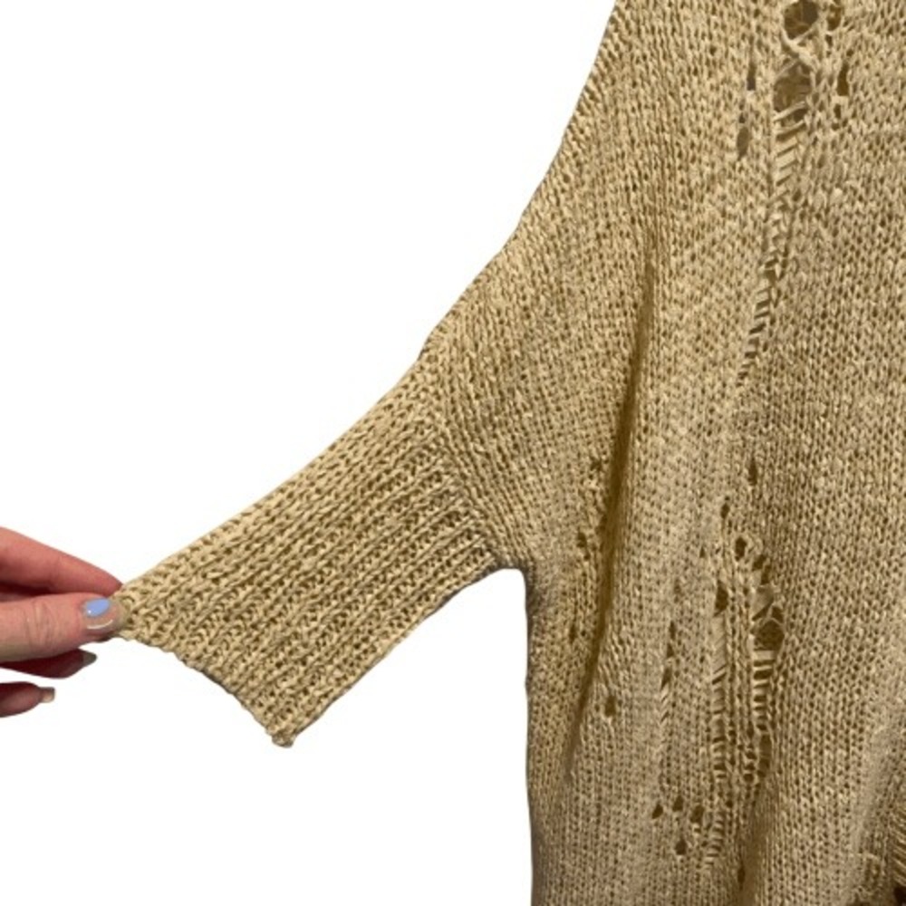 Kieu's Beige Oversized Open Knit Cardigan Button Front Lightweight S - Picture 3 of 9